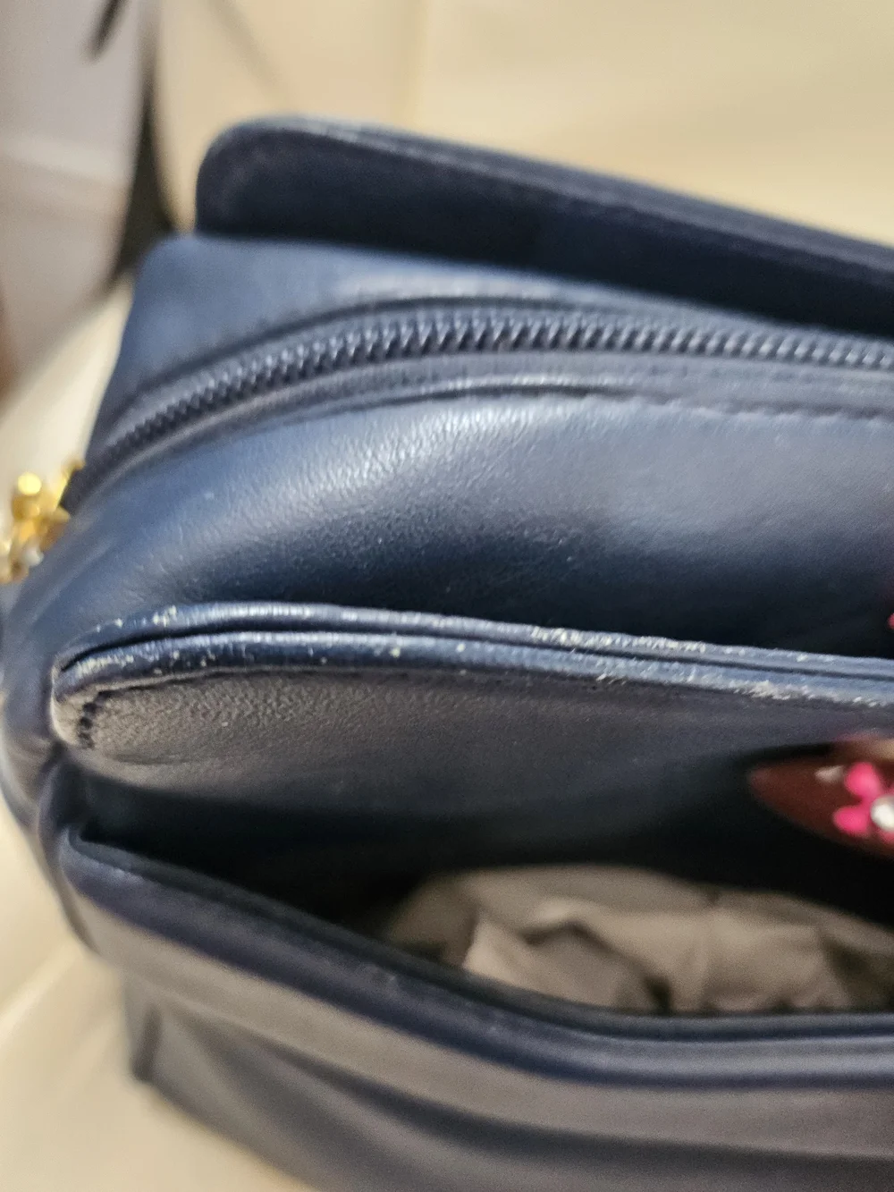Etienne Aigner Navy Leather Crossbody with Gold Hardware